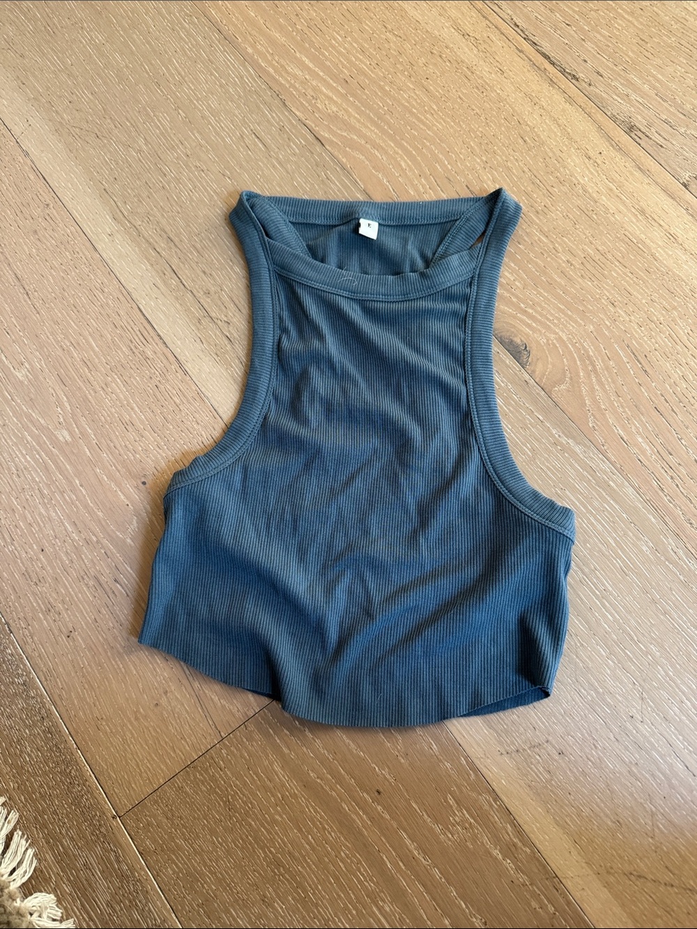 Elwood RACER BACK TANK SLATE Ribbed Racerback Crop Tank Top